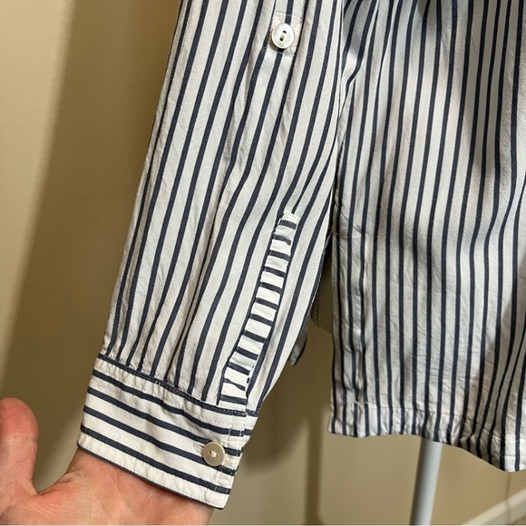 J. Jill Striped Button Up Shirt White and Blue - Picture 3 of 11